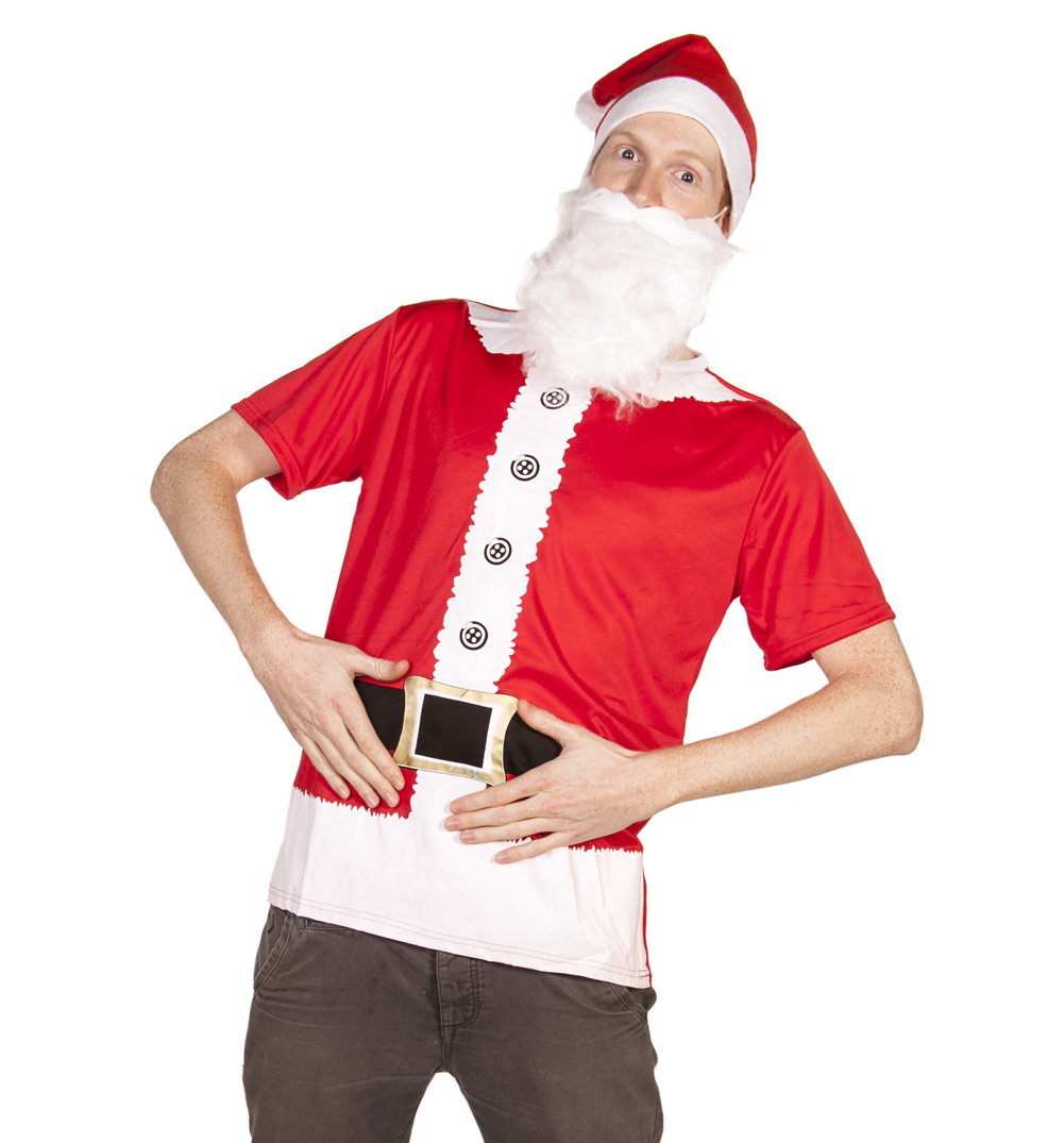 Mens Santa Claus Fancy Dress Costume T-Shirt