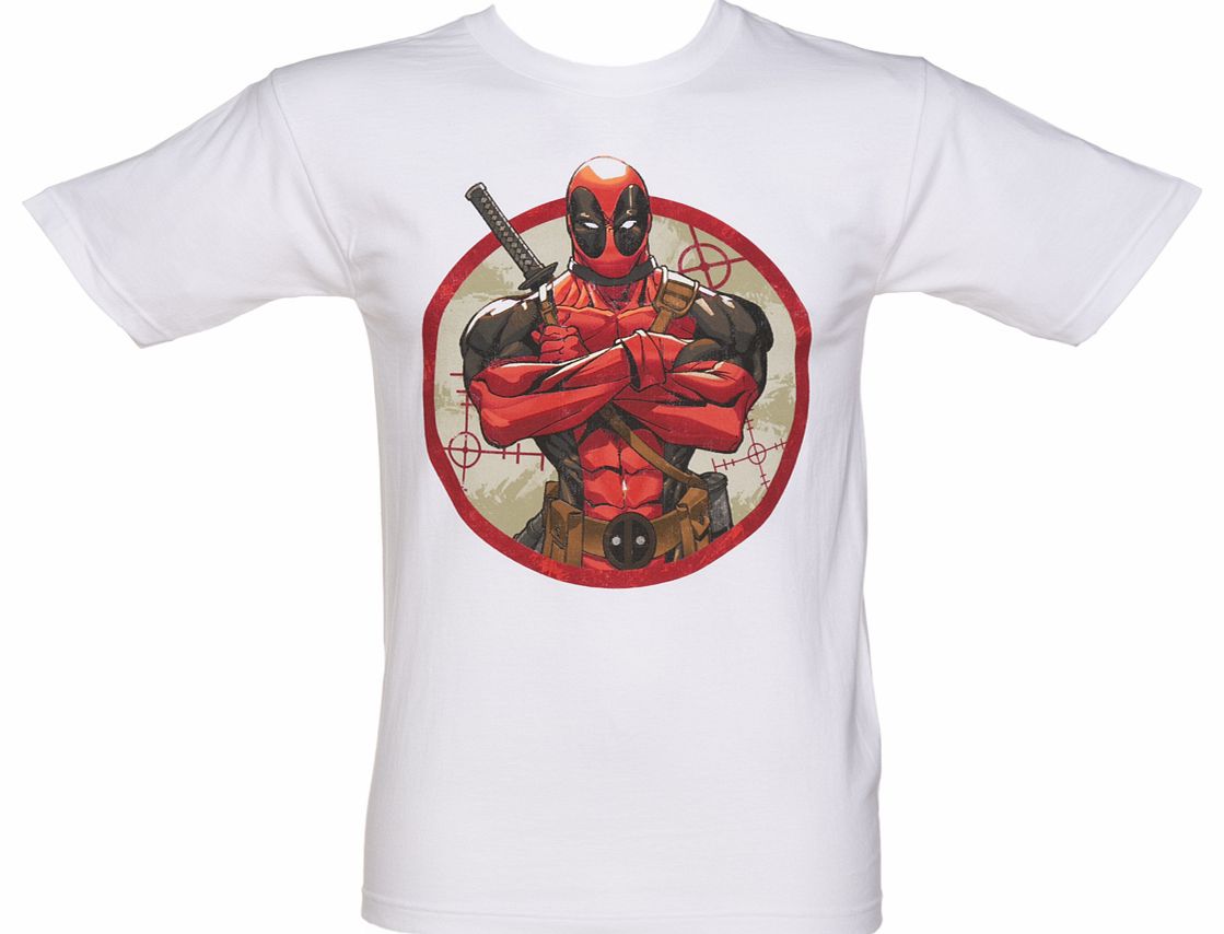 Mens White Marvel Deadpool T-Shirt