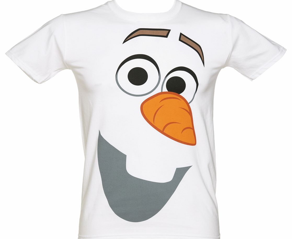 Mens White Olaf The Snowman Face Frozen T-Shirt