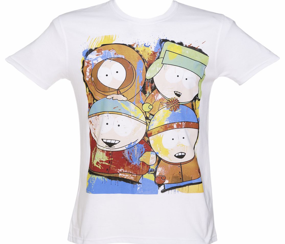 Mens White South Park Characters T-Shirt