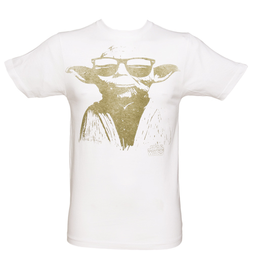 Mens White Yoda Sunglasses Star Wars T-Shirt