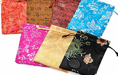 Meta-U Unique Colorful Chinoiserie Brocade Drawstring Gift Jewelry Cord Bag For Wedding And Party