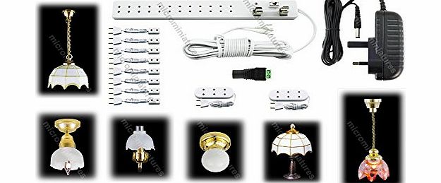 Dolls House Lighting and Connectors Starter Kit with Lights & 2 amp Power Supply (Transformer) Ready for 40 Dolls House Type Bulbs) MM-100-052