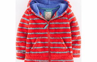 Mini Boden Hooded Teddy Zip Through, Bright Coral