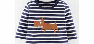 Mini Boden Stripy Logo T-shirt, Navy Dog 34427328