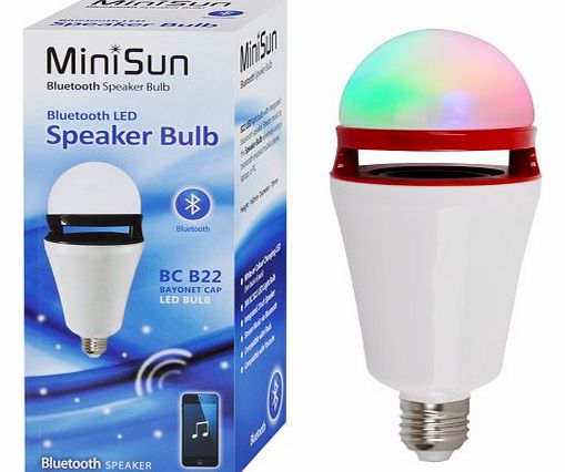 MiniSun 3w ES E27 LED Colour Changing RGB Bluetooth Music Speaker Light Bulb