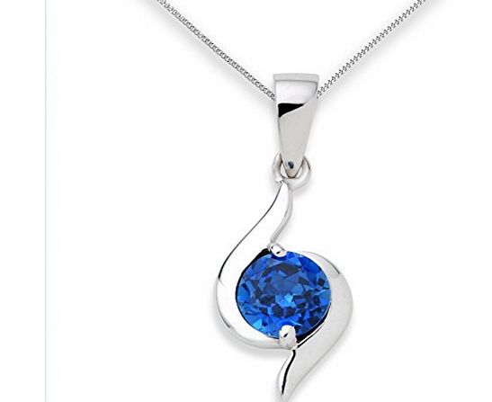 Miore Sapphire Necklace, 9ct White Gold, Created Sapphire Pendant, 45cm Chain, UNI004P2W