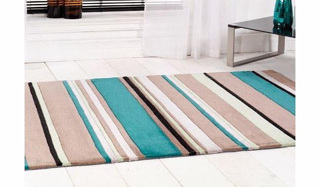 Modern Style Rugs Inspire Broad Stripe Teal 120cm x 170cm Made From Polyester Modern Design Home Floor Rug