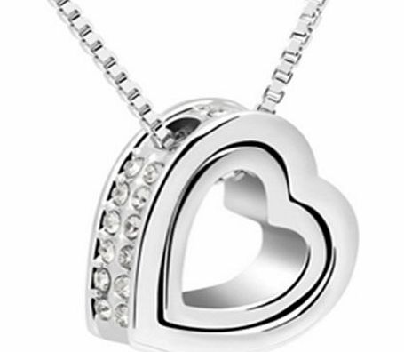 MONDAYNOON Christmas Gifts Swarovski Elements Crystal Always In My Heart Pendant Necklace for Women White Gold Plated Fashion Jewellery (white)