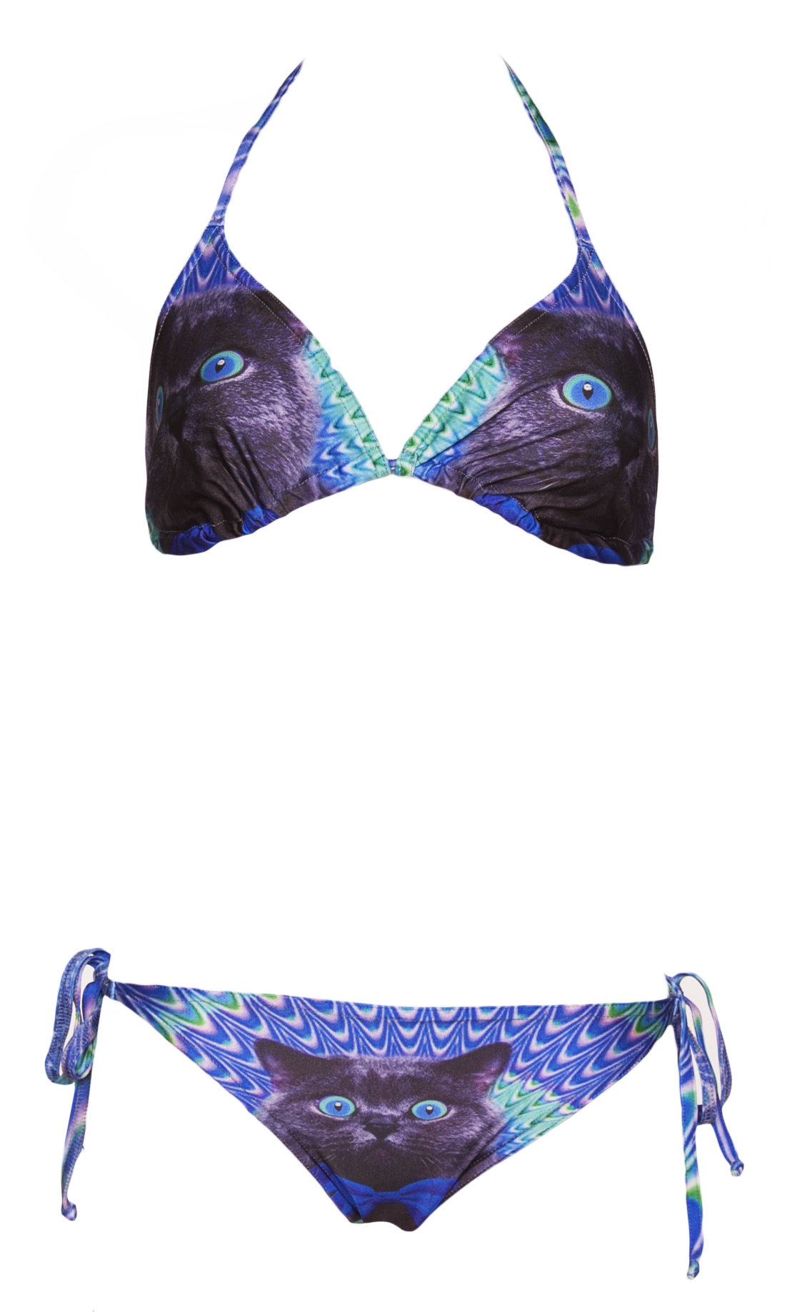 Ladies Psychedelic Crazy Cat Bikini Set from Mr