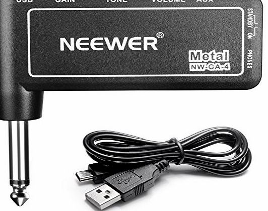 Neewer Guitar Plug Amp Metal Effect Rechargeable Electric Guitar Headphone Amplifier, Portable and Compact, NW-GA-4