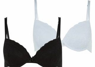New Look 2 Pack Black and White Lace T-Shirt Bras 3096507