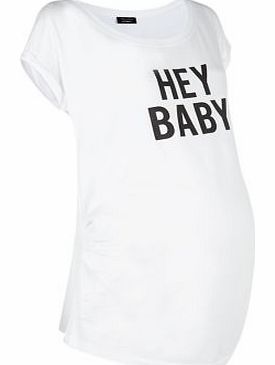 Maternity White Hey Baby T-Shirt 3314506