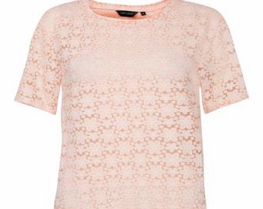 New Look Pink Floral Lace T-Shirt 3027355