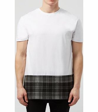 New Look White Check Hem Longline T-Shirt 3338033