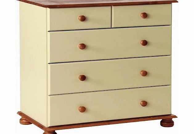 NJA Furniture Designer 2 Plus 3 Deep Drawer Chest, 90 x 83 x 48 cm, Cream/ Pine