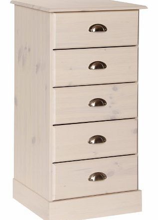 NJA Furniture Terra 5-Drawer Narrow Chest, 91 x 44 x 39 cm, White