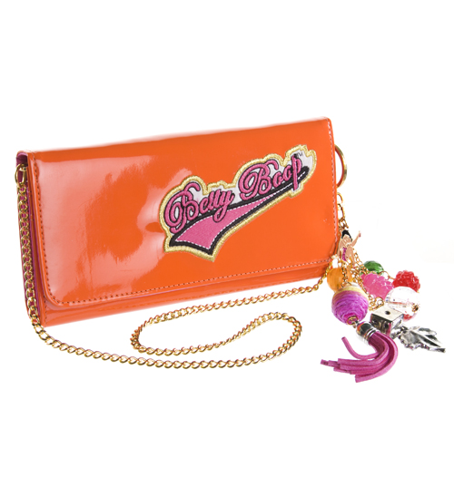 ORANGE Patent Betty Boop Clutch Bag With Charms
