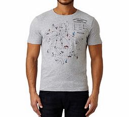Original Penguin Grey map print cotton T-shirt