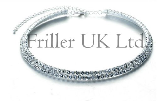 Other Stunning 3 Row Crystal Necklace. Silver