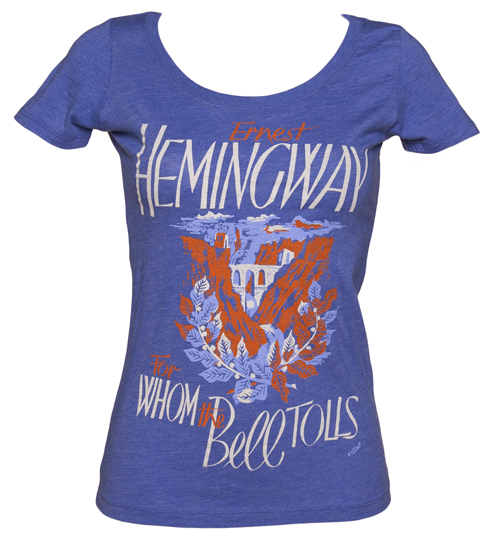 Out Of Print Ladies Blue For Whom The Bell Tolls Scoop Neck