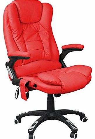 outdoortips  Multicolor Luxury 6-Point Massage Reclining Designer Office Massage Chair (Red)