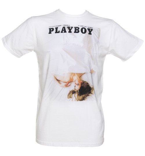 Palmercash Mens white Playboy Bedsheets T-Shirt from