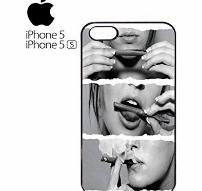 Perky Clothing Sexy Girl Lips Smoking Rolling Cigar Funny Hipster Swag Mobile Phone Case Back Cover for iPhone 5amp;5s Black