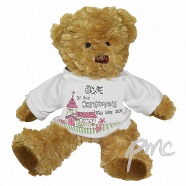 Personalised Gift Pink Church Teddy with T-Shirt