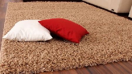 PHC Shaggy Rug High Pile Long Pile Modern Carpet Uni Beige, Size:140x200 cm