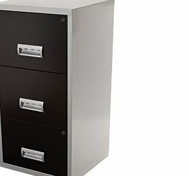 Pierre Henry A4 3 Drawer Maxi Filing Cabinet Silver and Black - Color: Silver/Black