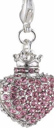 Pilgrim Womens Charms Pendant, Heart Silver Plated and Pink Stein 560310
