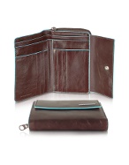 Blue Square-Womens Leather French Purse