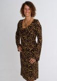 Promod Bara Glad Maternity and Nursing Long Sleeve Dress Brown Spiral Size XL
