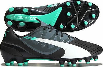 Puma evoSPEED 1.3 FG Football Boots Black/White/Turbo