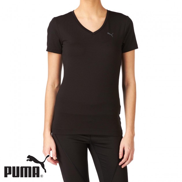 Womens Puma Essential V T-Shirt - Black