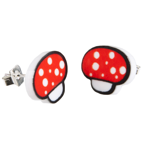 Punky Pins Kitsch Gamer Toadstool Stud Earrings from Punky