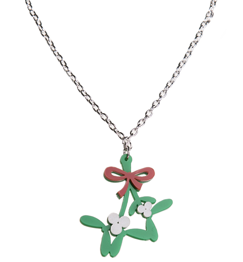 Punky Pins Kitsch Perspex Mistletoe Necklace from Punky Pins