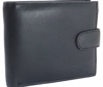 Mens High Quality Luxury Soft Black Brown Leather Wallet - Id Window - Credit Debit Card Holder