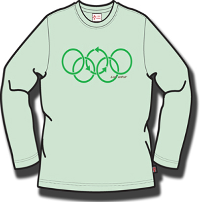 Red Robot Green Olympics Menand#39;s Organic LS T-Shirt