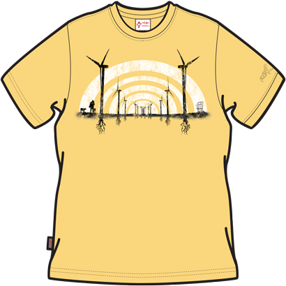 Red Robot Mono Turbine Menand#39;s Organic Yellow T-Shirt