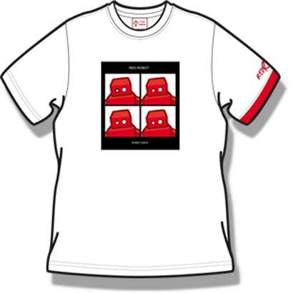 Red Robot Robot Days Menand#39;s Organic White T-Shirt