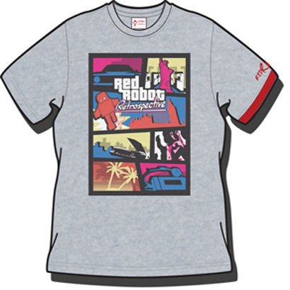 Red Robot RR Retro Menand#39;s Organic Grey T-Shirt