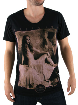 Religion Black Vintage Lady T-Shirt