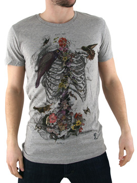 Religion Grey Skeleton Flower T-Shirt