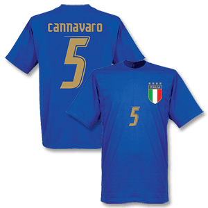 Retake 2006 Italy Cannavaro T-shirt - Royal