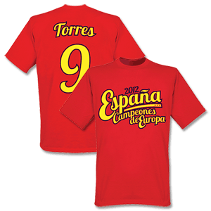 Retake 2012 Spain Torres Campeones Script T-Shirt - Red