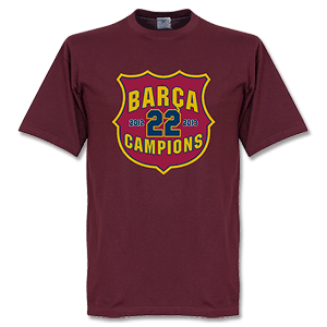Retake Barcelona 22 Champions Crest T-Shirt - Claret