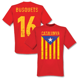 Retake Busquets Vintage Catalunya Football T-Shirt - Red