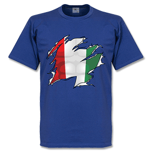 Retake Italy Ripped Flag T-Shirt - Royal